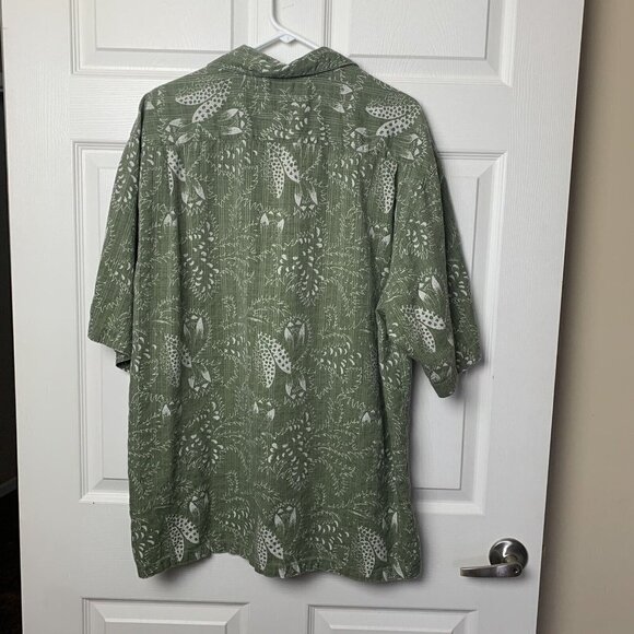 Columbia Sportswear Men’s Large Green White Short Sleeve Shirt Leaf Print - Picture 5 of 7